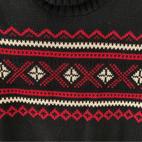 Vintage Cotton Fair Isle Short Puff Sleeve Knit Turtleneck Sweater Large - Picture 6 of 8